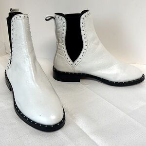 Rebecca Minkoff White Ankle Boots with Studded Detail